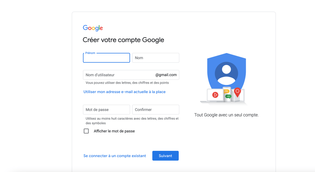 Créer un compte Google