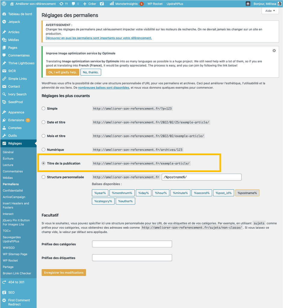 Optimiser ses Url avec WordPress